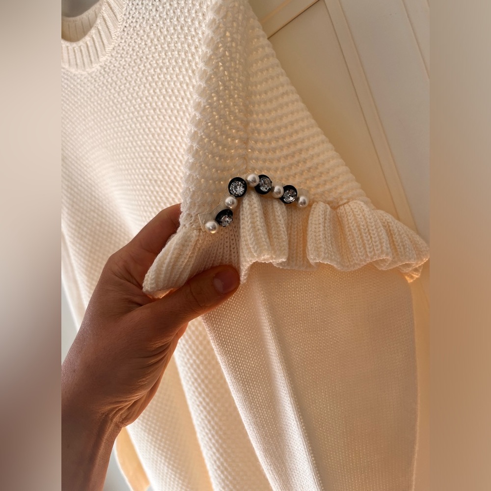 Mother Of Pearl Wool Blend Embellished Sweater Size Small